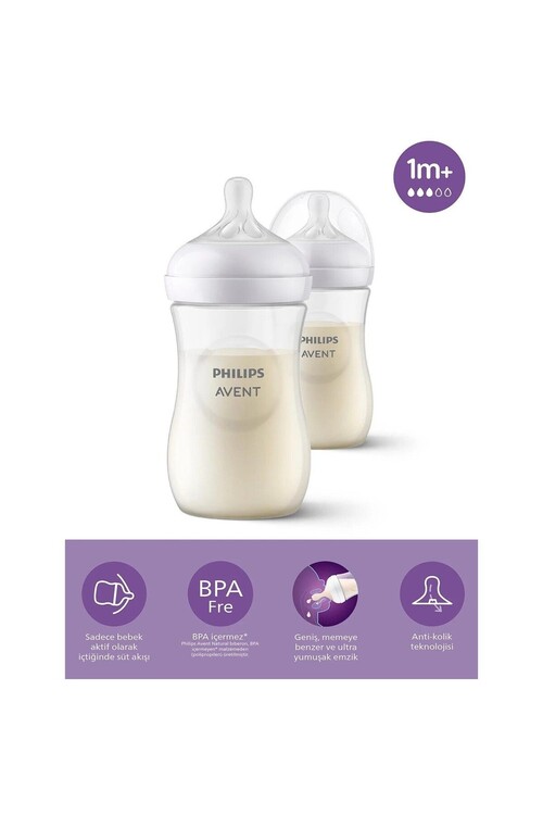 Philips - Philips Avent Natural Response PP 2'li Biberon Seti, 1+ Ay 260ml SYC903/02