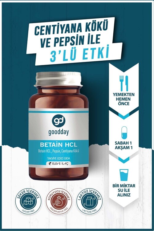 Goodday Betain Hcl Pepsin 60 Kapsül Besin Takviyes