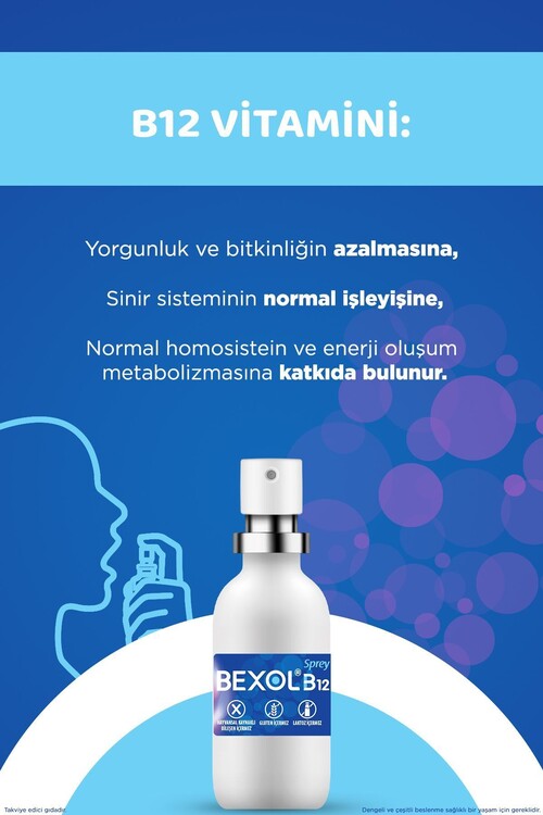 Bexol B12 Dilaltı Sprey, 15 ml B12 Vitamini Içeren