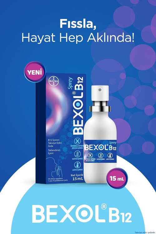 Bexol B12 Dilaltı Sprey, 15 ml B12 Vitamini Içeren