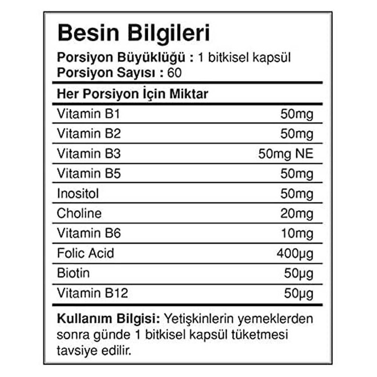 Bigjoy Vitamins B 50 Complex 60 Kapsül