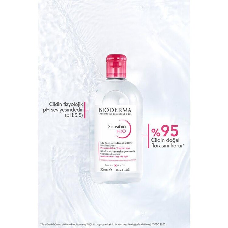 Bioderma Sensibio H2O Hassas ve Normal Ciltler için Micellar Makyaj Temizleme Suyu, 100 Ml
