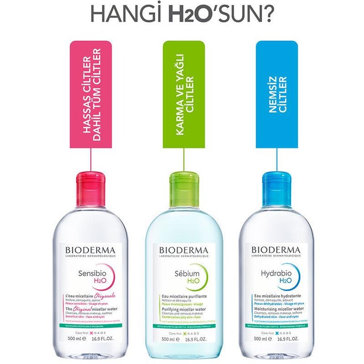 Bioderma Sensibio H2O 500 ml - Hassas Ciltler için