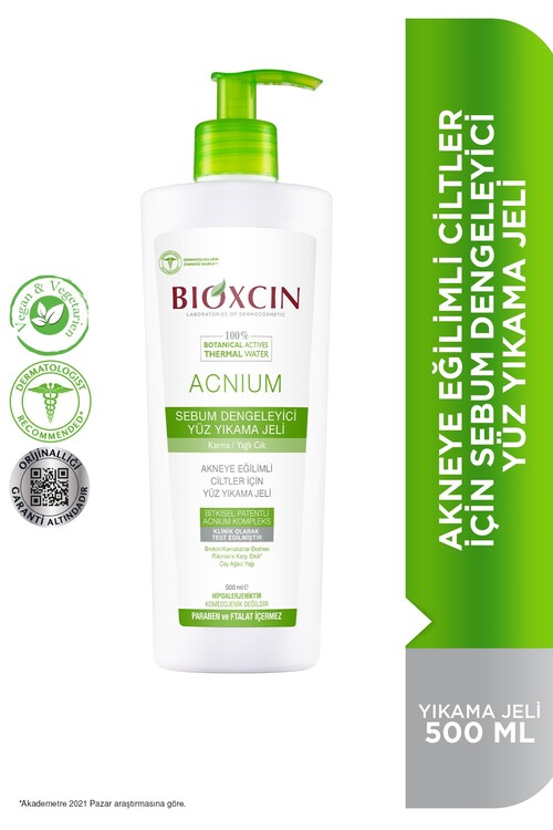 Bioxcin - Bioxcin Acnium Sebum Yüz Yıkama Jeli 500ml