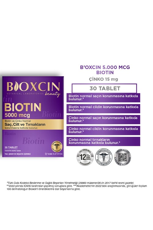 Bioxcin Biotin 5.000 Mcg 30 Tablet - Biotin + Çink