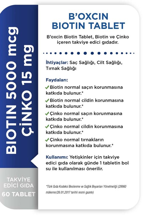 Bioxcin Biotin Tablet 5000mcg Takviye Edici Gıda 6