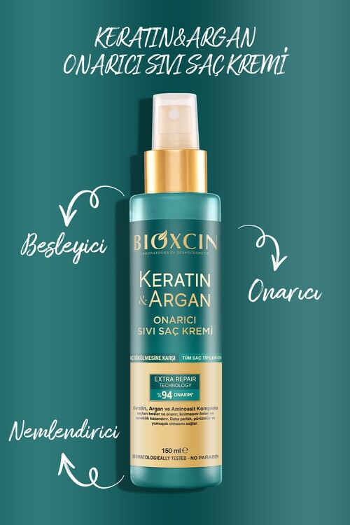 Bioxcin Keratin & Argan Onarıcı Sıvı Saç Bakım Kre