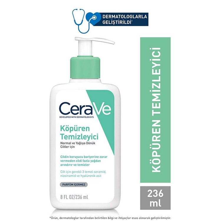 CeraVe Normal Ve Yağlı Ciltler İçin Köpüren Temizleyici 236 ml