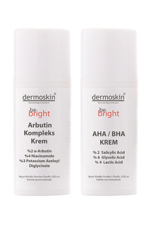 Dermoskin - Dermoskin Be Bright Arbutin Kompleks Krem 33 ml + Be Bright AHA BHA Krem 33 ml