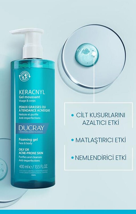 Ducray Keracnyl Yağlı Ciltler İçin Temizleme Jeli 400 ml