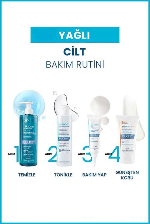 Ducray Keracnyl Yağlı Ciltler İçin Temizleme Jeli 400 ml