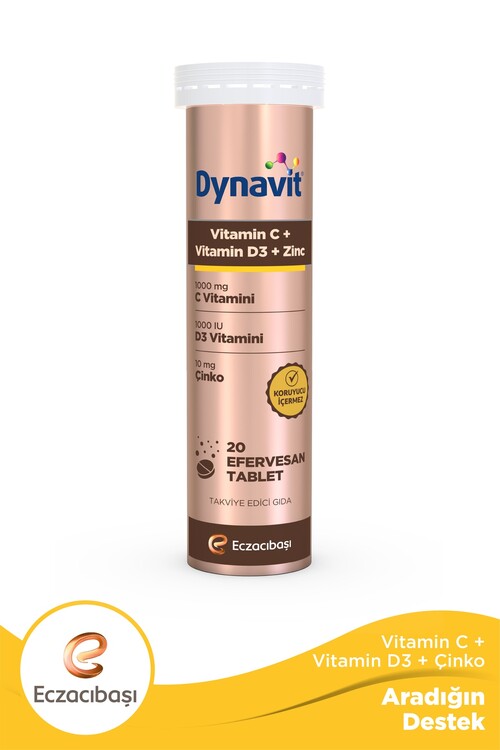 Dynavit - Dynavit Vitamin C + Vitamin D3 + Çinko Zinc Tablet