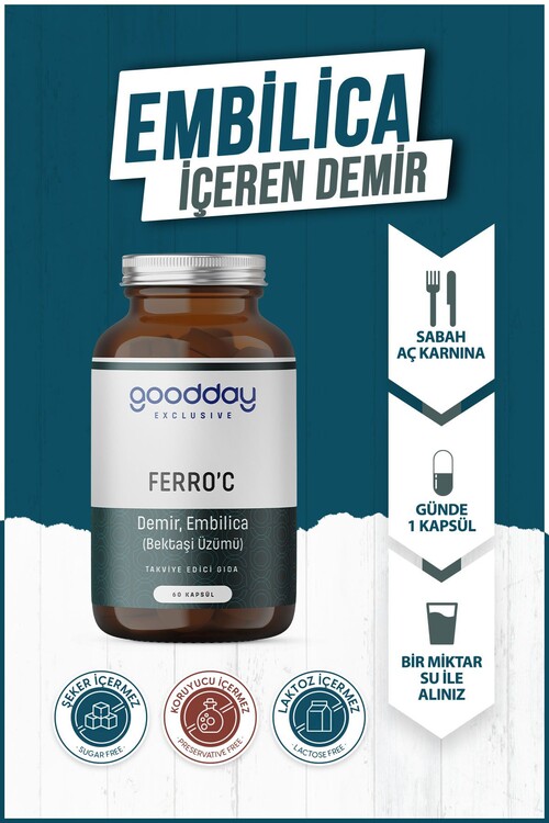 Goodday Ferro C 17 Mg 60 Kapsül Takviye Edici Gıda