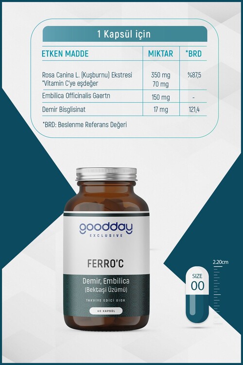 Goodday Ferro C 17 Mg 60 Kapsül Takviye Edici Gıda