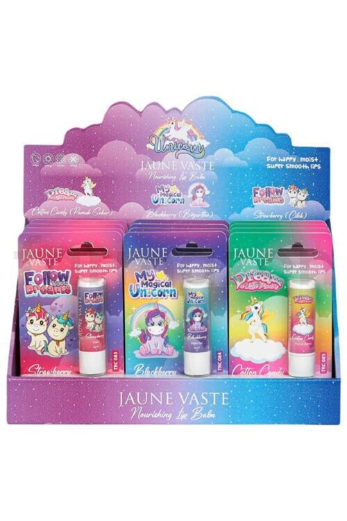 Jaune Vaste - Janu Vaste Lip Balm Kids Unicorn Dudak Kremi 12'li Karma Stant