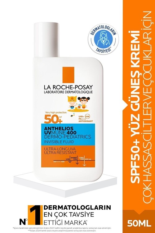 La Roche Posay - La Roche-Posay Anthelios Dermo Pediatric Invisible Fluid SPF50+ Güneş Koruyucu 50 ml