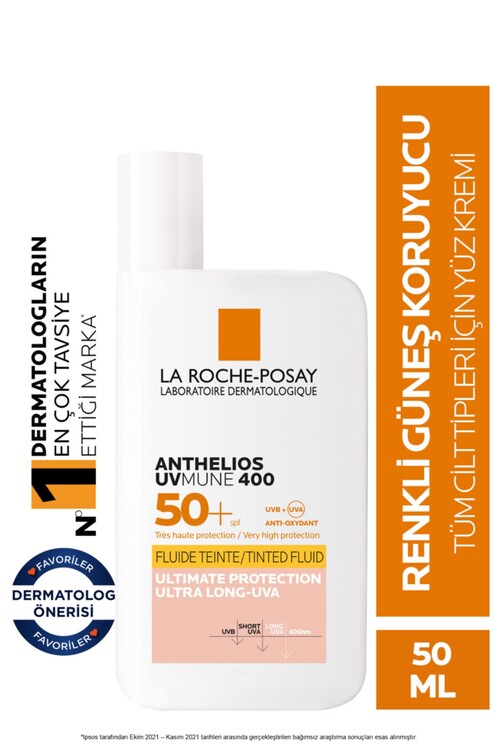 La Roche Posay - La Roche-Posay Anthelios UVmune400 Invisible Fluid Tinted SPF50+ Güneş Kremi Tüm Cilt Tipleri İçin 50 ml