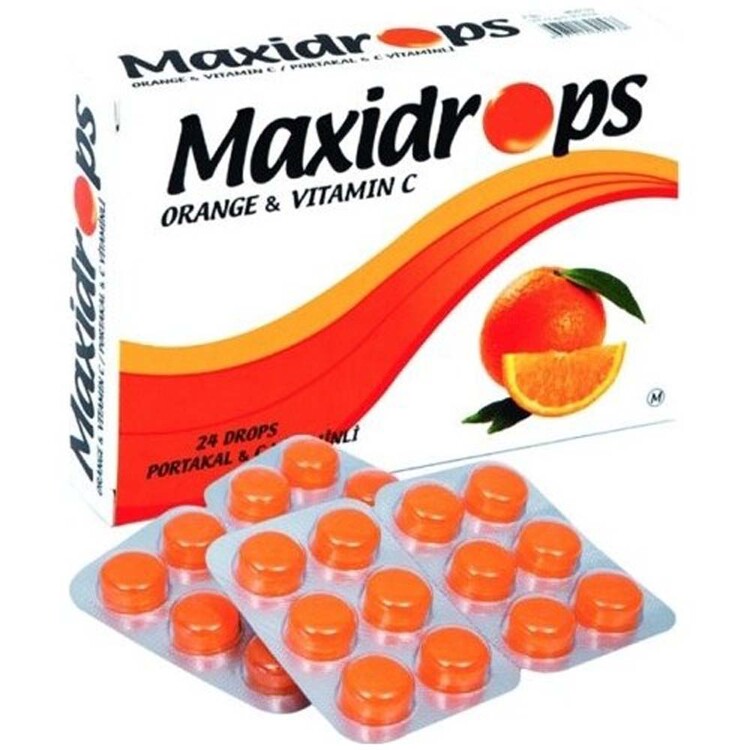 Maxidrops - Orjinex Pastil Portakal ve C Vitamini 24lü