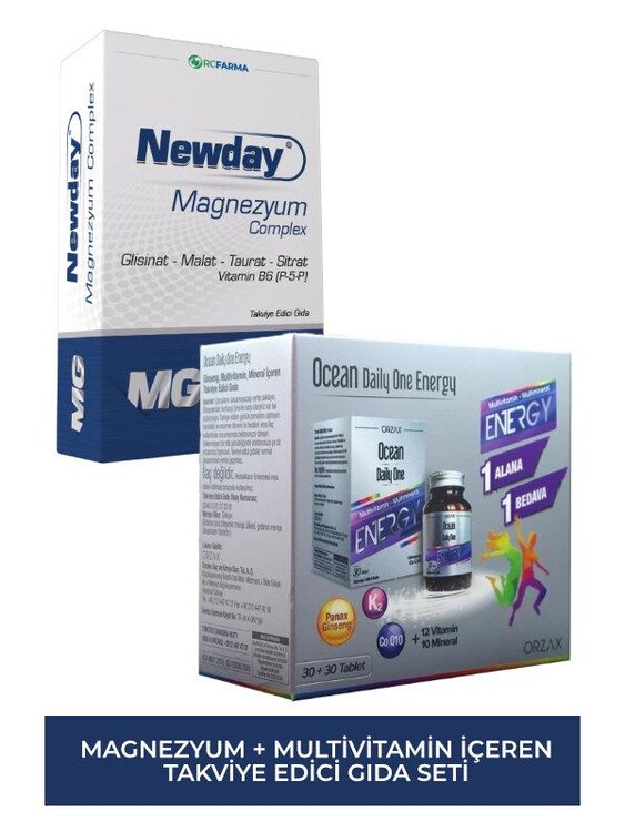 Newday - Newday&Ocean Magnezyum ve Vitamin Mineral İçerikli Takviye Edici Gıda Seti