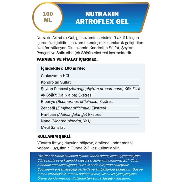 Nutraxin Artroflex Gel Aromatik Yağlar İçeren Masa