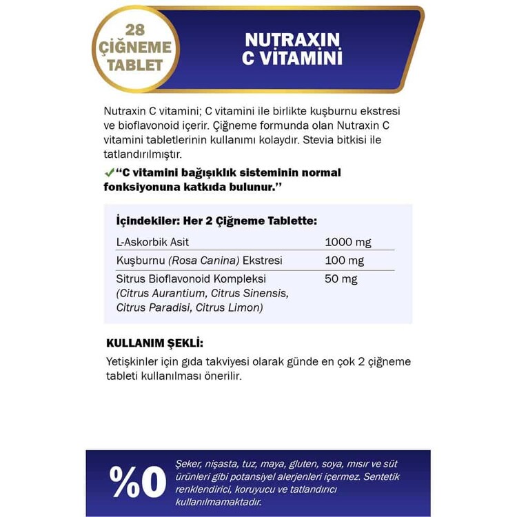 Nutraxin C Vitamini 28 Çiğnemebilir Tablet