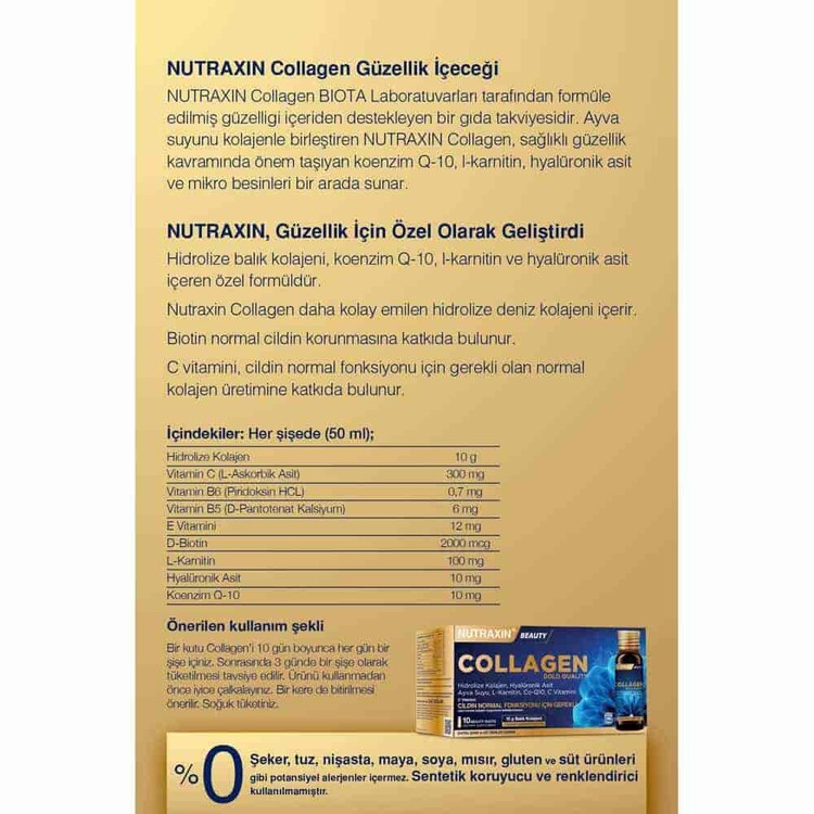 Nutraxin Gold Collagen 10x50 ml Kolajen İçeren Tak