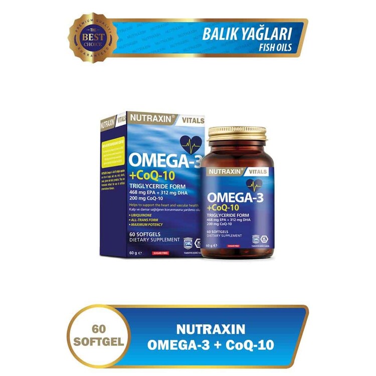 Nutraxin Vitals Omega-3 + Co-Q10 60 Softgel