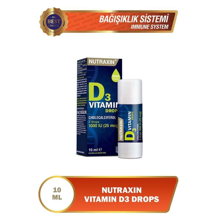 Nutraxin - Nutraxin Vitamin D3 Takviye Edici Gıda Damla 10 ml