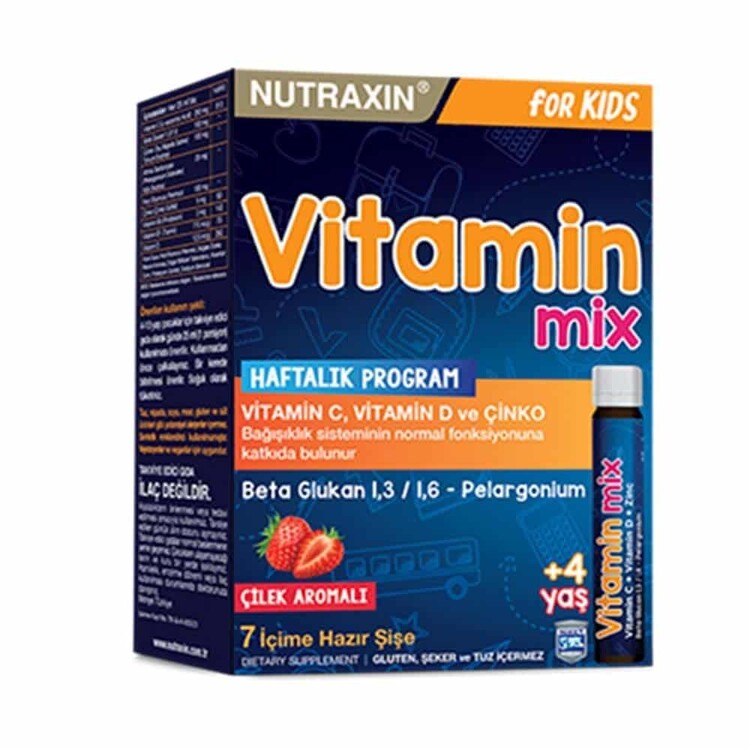 Nutraxin - Nutraxin Vitamin Mix Çilek Aromalı +4 Yaş Takviye 