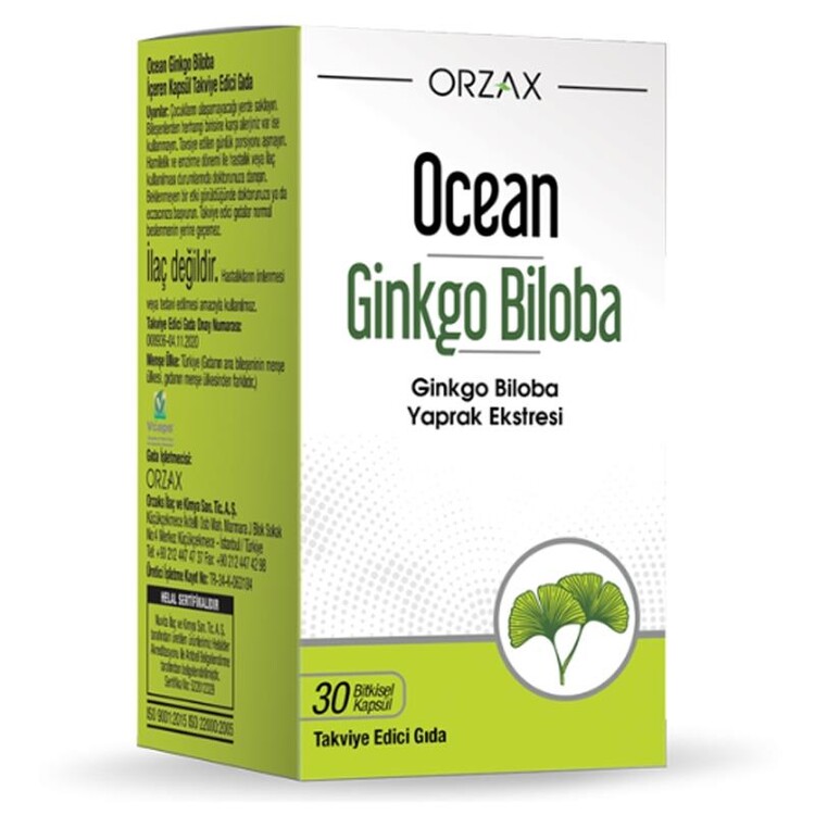 Ocean - Orzax Ocean Ginkgo Biloba Takviye Edici Gıda 30 Bi