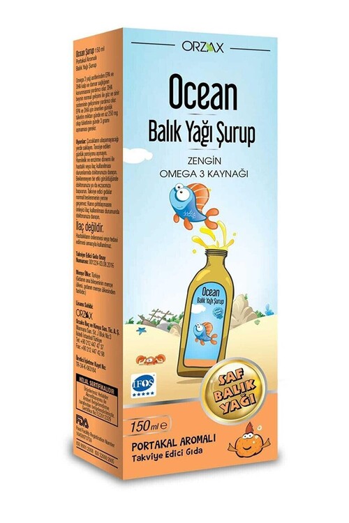 Ocean - Orzax Ocean Omega3 Şurup 150 ml - Portakal