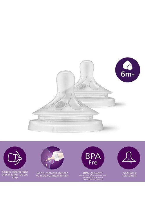 Philips Avent Doğal Tepkili 2li Biberon Emziği No 6 6 Ay Scy966/02
