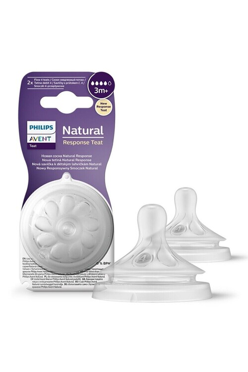 Philips Avent - Philips Avent Natural Response 2'li Biberon Emziği, 4 Numara, 3 Ay+