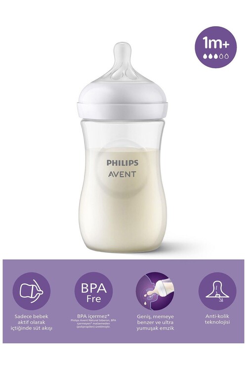 Philips Avent - Philips Avent Natural Response Pp Biberon 260ml 1 Ay Beyaz