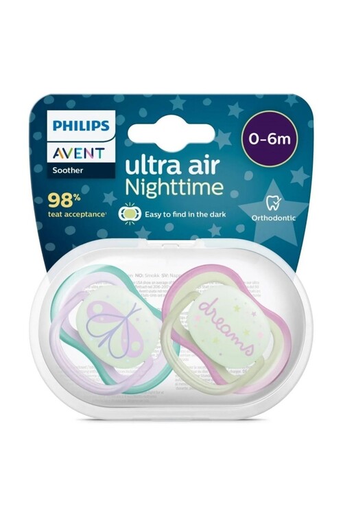 Philips Avent - Philips Avent Ultra Air Gece Emziği 0-6 Ay 2li Kız
