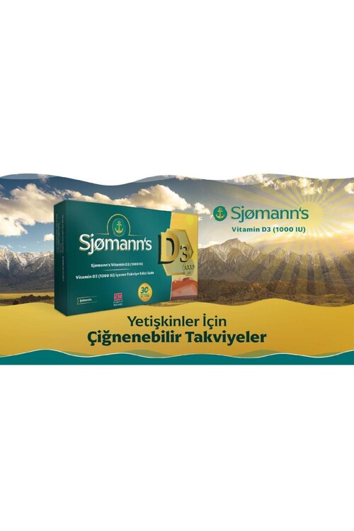 Sjomanns Vitamin D3 1000IU 30 Çiğneme Tableti