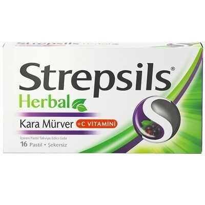 Strepsils - Strepsils Herbal Kara Mürver +C Vitamini Pastil