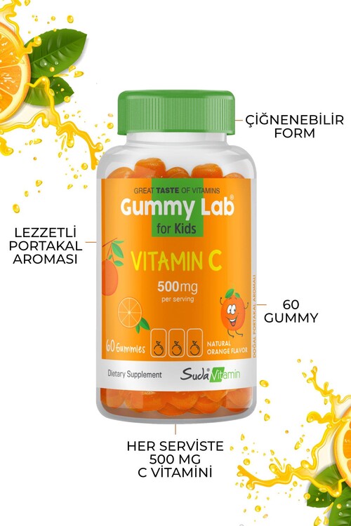Suda Vitamin Gummylab Vıtamın C For Kıds Portakal 