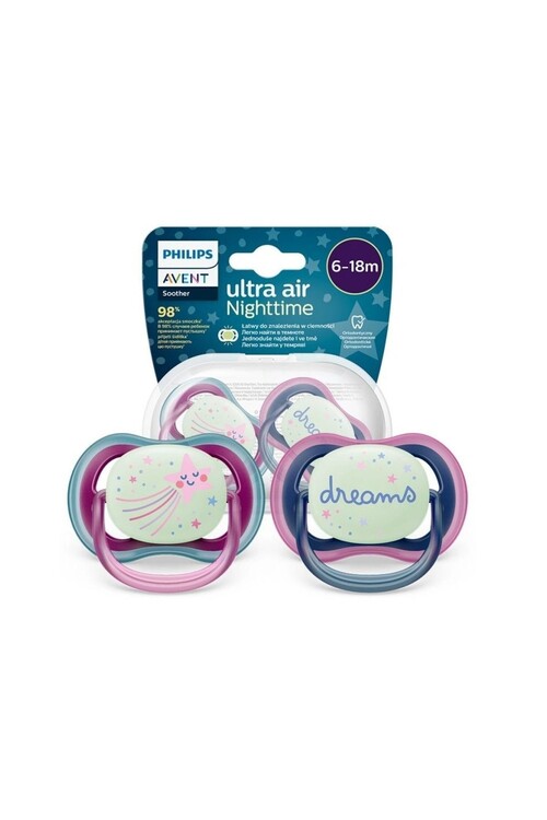 Philips Avent - Philips Avent Ultra Air Night Karanlıkta Parlayan Gece Emziği 6-18 Ay Kız