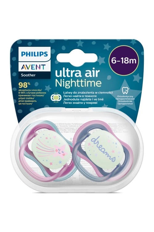 Philips Avent Ultra Air Night Karanlıkta Parlayan Gece Emziği 6-18 Ay Kız