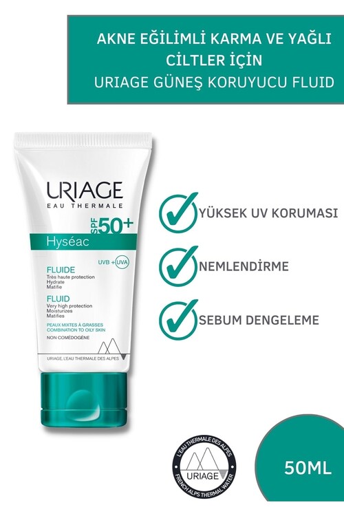Uriage Hyseac Fluide Spf50+ 50 Ml Akne Eğilimli Ka