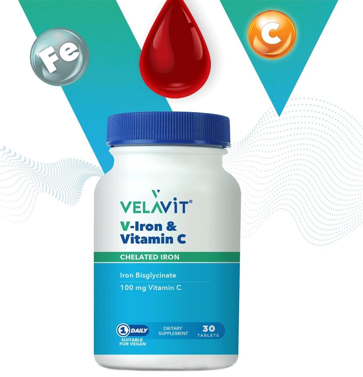 Velavit V-iron ve Vitamin C 30 Tablet
