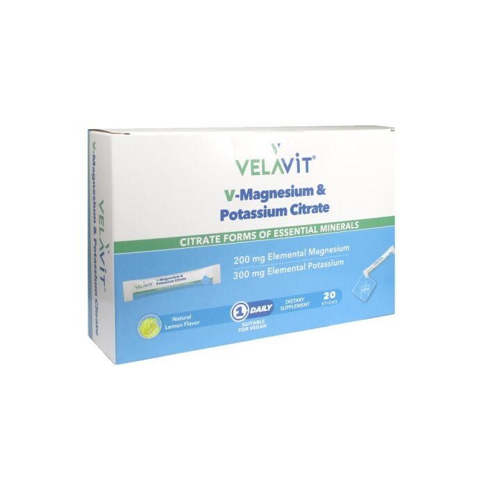 Velavit - Velavit V-Magnesium & Potassium Citrate 20 Toz Poş
