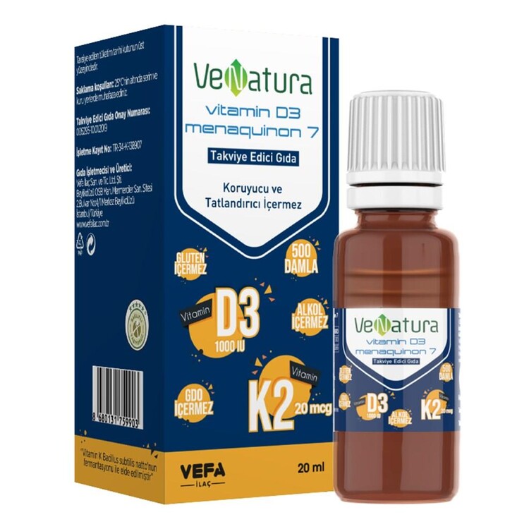 Venatura - VeNatura Vitamin D3 ve Menaquinon 7 Takviye Edici 