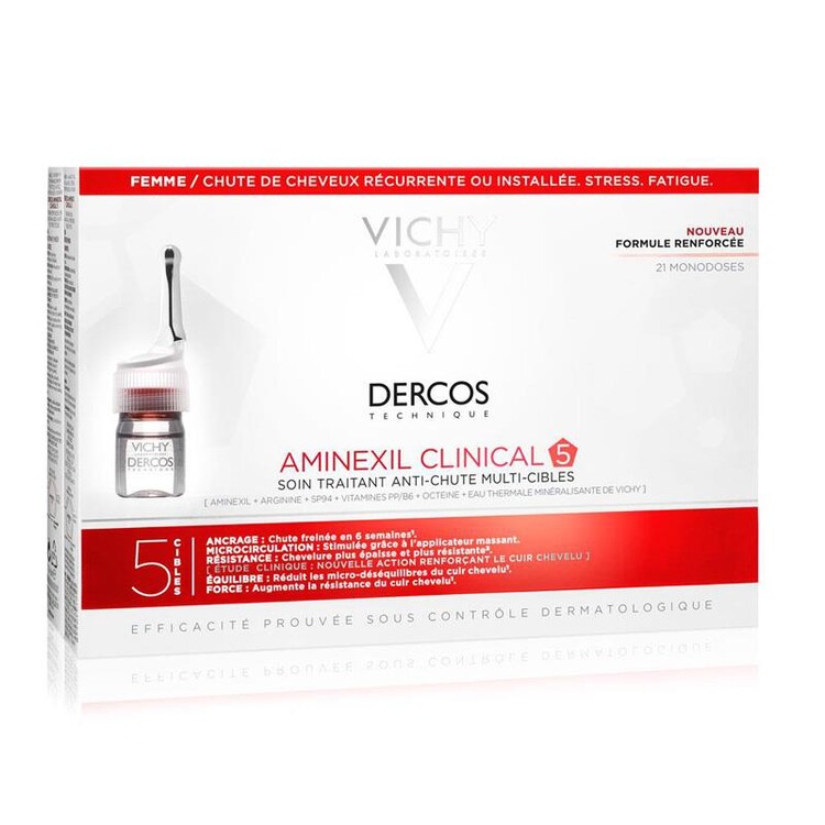 Vichy - Vichy Dercos Aminexil Clinical 5 21x6ml - Kadınlar için Saç Dökülmesine Karşı Serum