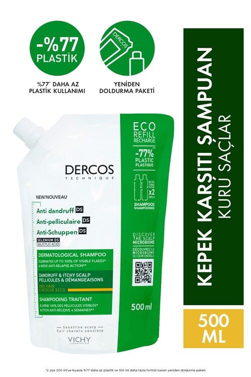Vichy - Vichy Dercos Anti Dandruff Kepek Karşıtı Şampuan 500ml - Kuru Saçlar