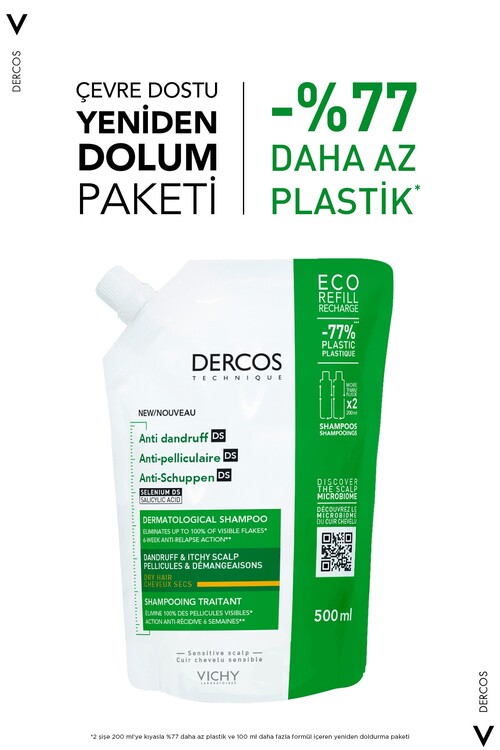 Vichy Dercos Anti Dandruff Kepek Karşıtı Şampuan 500ml - Kuru Saçlar
