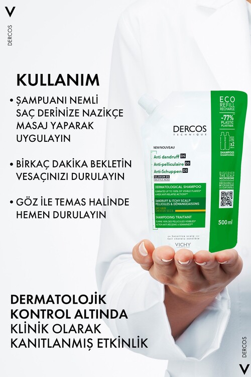 Vichy Dercos Anti Dandruff Kepek Karşıtı Şampuan 500ml - Kuru Saçlar