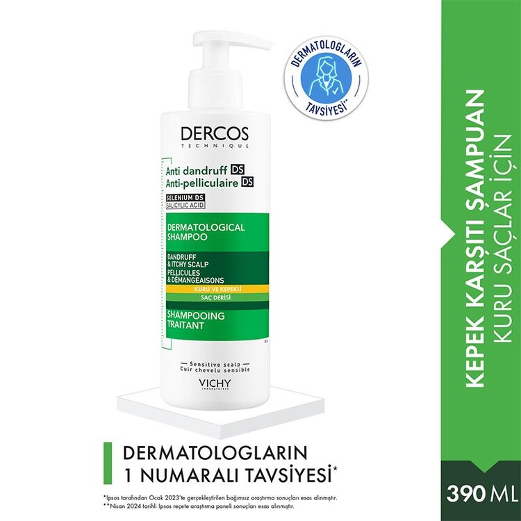 Vichy Dercos Anti Dandruff Kepek Karşıtı Şampuan 390 ml - Kuru ve Kepekli Saçlar