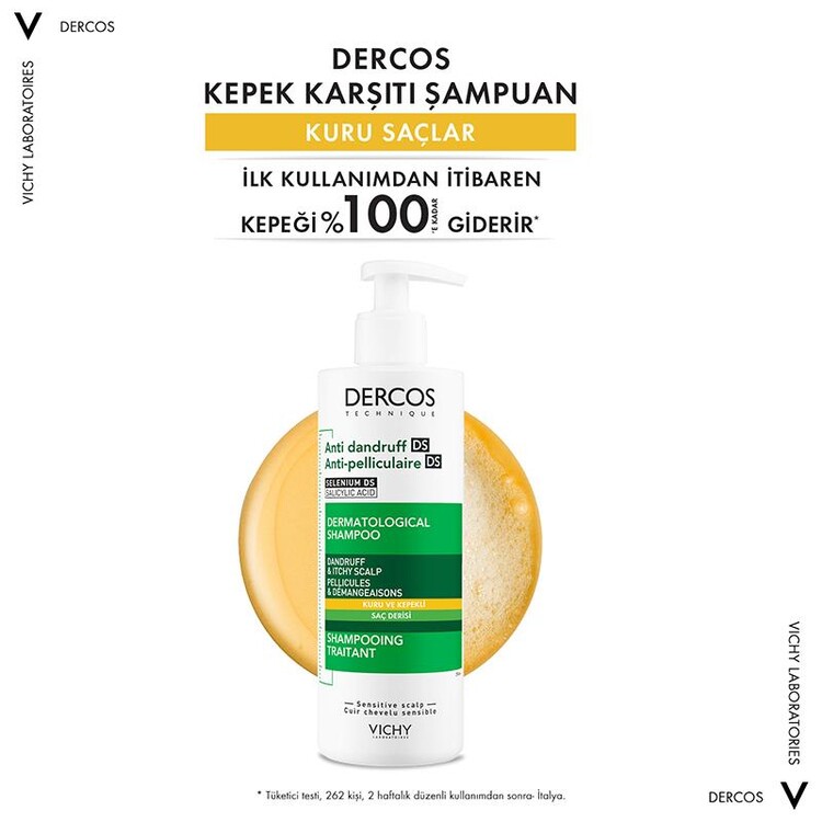 Vichy Dercos Anti Dandruff Kepek Karşıtı Şampuan 390 ml - Kuru ve Kepekli Saçlar